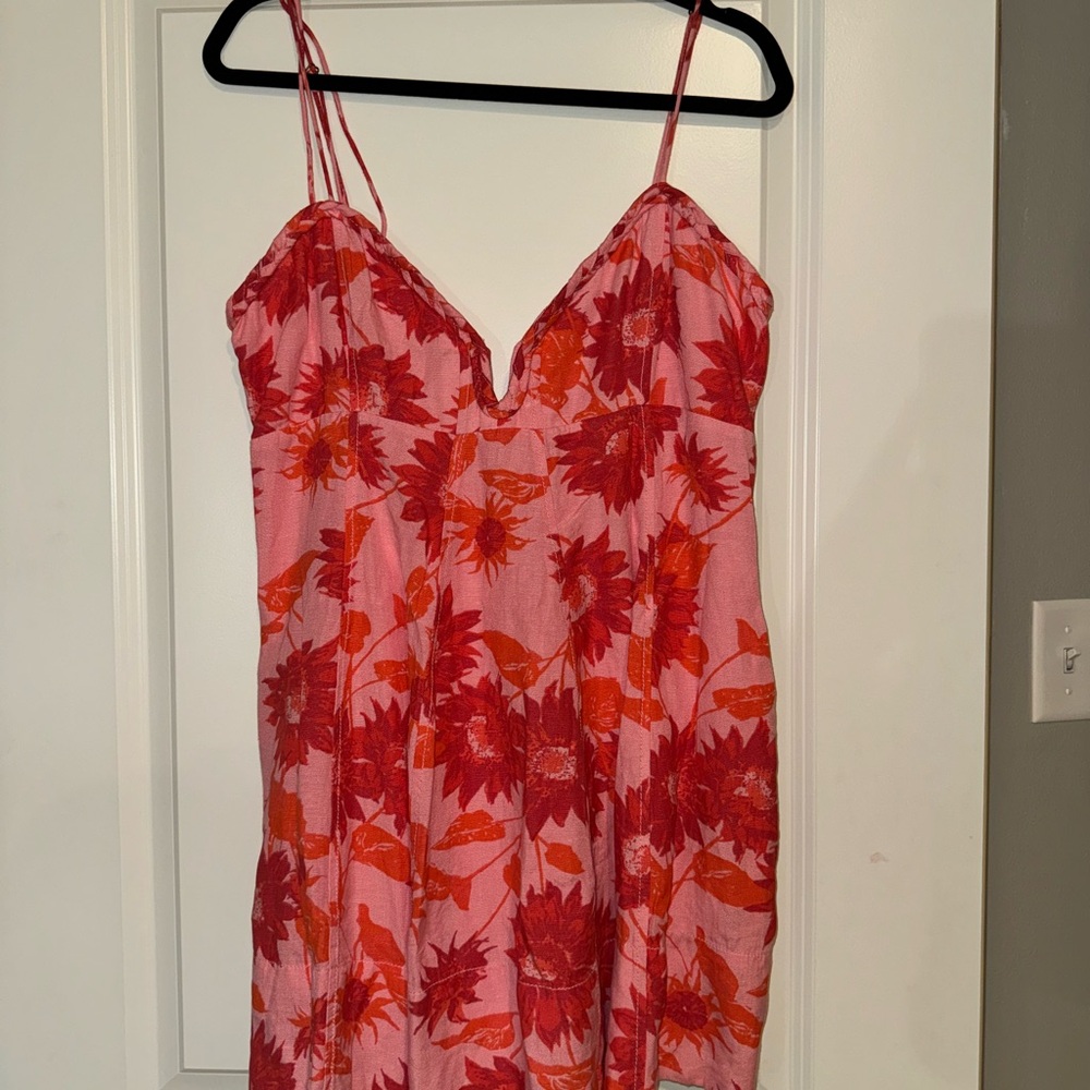 Free People Pink and Red Floral Mini Dress